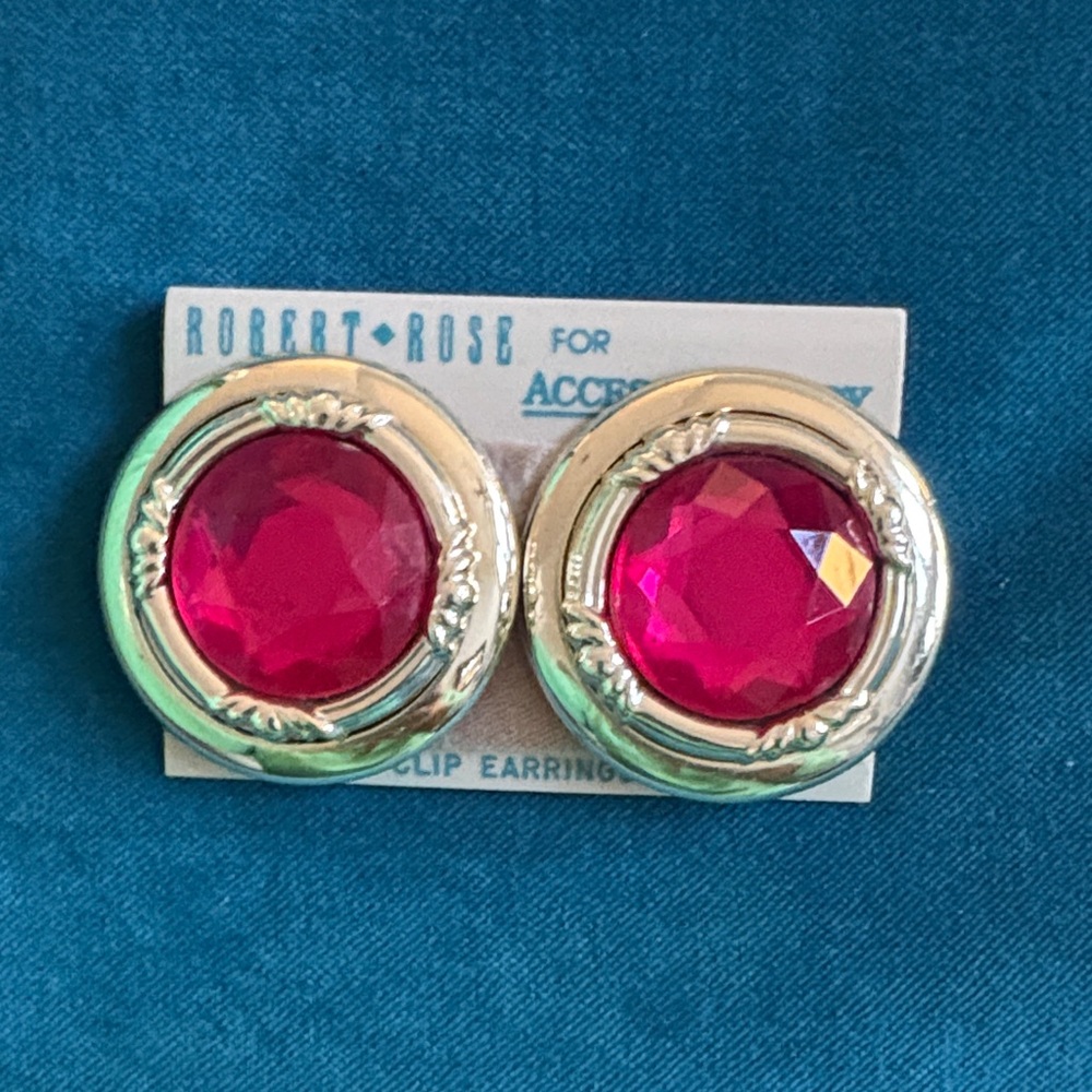 Robert Rose  Earrings with Bold Pink Stones